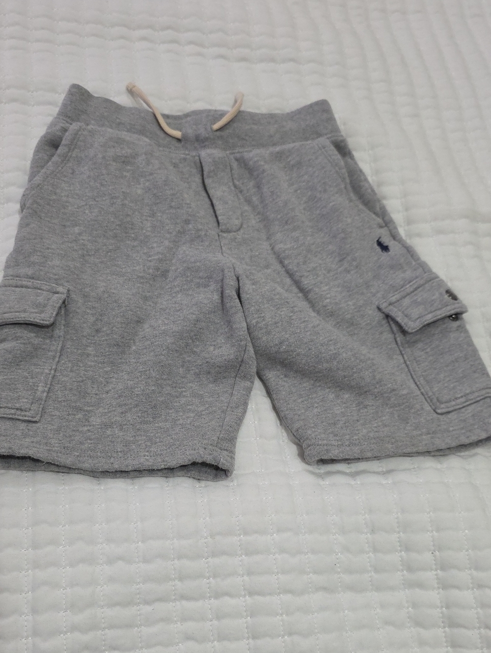 Ralph Lauren Light Gray Cargo Knit Shorts for Kids